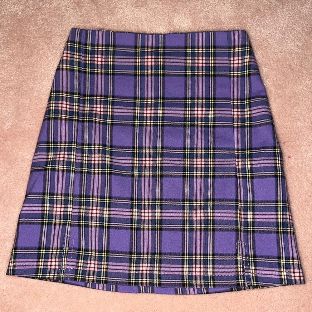 Brandy Melville John Galt Purple Plaid Cara Skirt